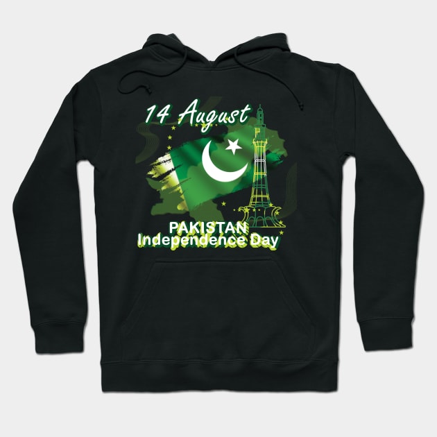 14 August - Pakistan Independence Day Active T-Shirt Hoodie by 1Nine7Nine